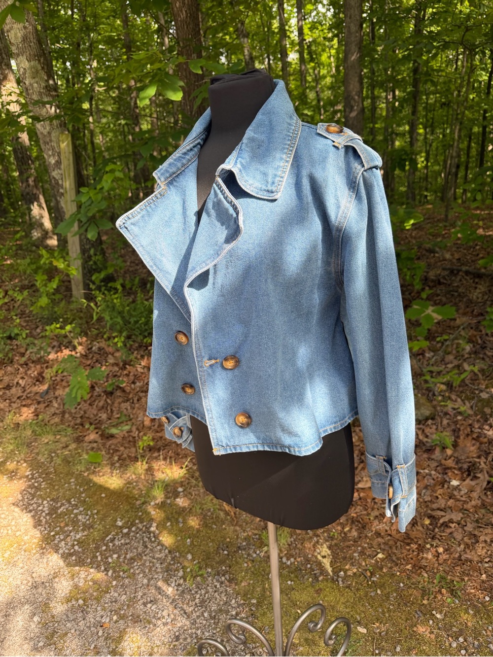 Forever 21 Light Blue Denim Double-Breasted Jean Jacket